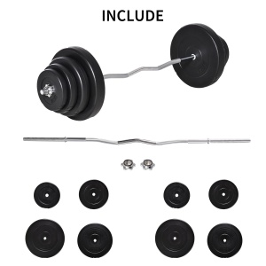 Set haltere, 70 kg cu 8 Discuri & Bara Curbata, otel, negru/argintiu, 140 x 38,5 x 38,5 cm, Resigilat, Grad A - Img 2
