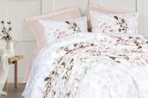 Set husa pilota + fata de perna, bumbac ranforce 100%, 155x220 cm + 80x80 cm, 145 fire, imprimeu pigmentat, inchidere nasturi/plic, multicolor - Verificat A · Re-Bloom - Img 1