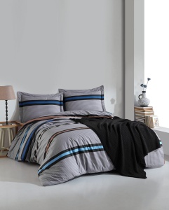 Set husa pilota + fata de perna, bumbac ranforce 100%, 155x220 cm + 80x80 cm, imprimeu pigmentat, multicolor - Verificat A · Re-Bloom