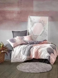 Set husa pilota + fata de perna, bumbac ranforce 100%, 155x220 cm + 80x80 cm, multicolor - Verificat A · Re-Bloom