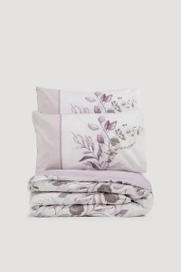 Set husa pilota + fata de perna, bumbac ranforce 100%, 220x240 cm + 80x80 cm, alb/violet - Verificat A · Re-Bloom - Img 3