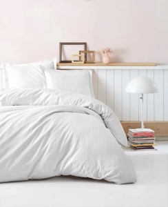 Set husa pilota + fata de perna, satin bumbac 100%, 135x200 cm + 80x80 cm, alb - Verificat A · Re-Bloom