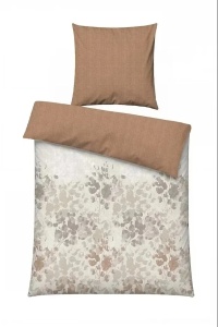 Set husa pilota + fata de perna, satin bumbac 100%, 135x200 cm + 80x80 cm, gri/bej/alb - Verificat A · Re-Bloom