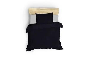 Set husa pilota + fata de perna, satin bumbac 100%, 135x200 cm + 80x80 cm, albastru inchis - Verificat A · Re-Bloom - Img 3
