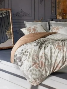 Set husa pilota + fata de perna, satin bumbac 100%, 155x220 cm + 80x80 cm, multicolor - Verificat A · Re-Bloom
