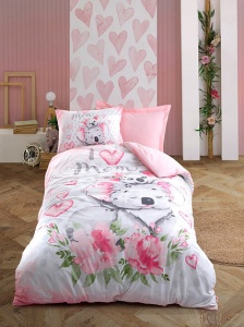 Set lenjerie pat single, bumbac ranforce 100%, husa pilota 160x220 cm + cearsaf plat 160x240 cm + fata perna 50x70 cm, multicolor - Verificat A · Re-Bloom