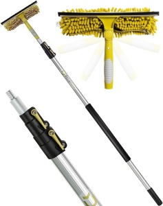 Set maner telescopic cu racleta/pamatuf DocaPole, aluminiu/cauciuc/microfibra, galben/argintiu, 3,6 m