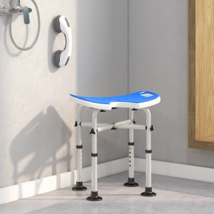 Set scaun de dus reglabil Re-Bloom, pentru varstnici/persoane cu dizabilitati si un maner cu ventuza, aluminiu/HDPE/EVA, gri/albastru inchis/argintiu, 48,5 x 33 x 39-51,5 cm, Resigilat, Grad A - Img 4
