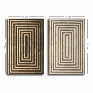 Set tablou decorativ Re-Bloom, 2 piese, MDF/panza, alb/negru/auriu, 45 x 70 cm - Img 2