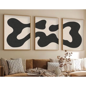 Set tablou decorativ Re-Bloom, 3 piese, MDF, alb/negru/natur, 50 x 70 cm - Img 2