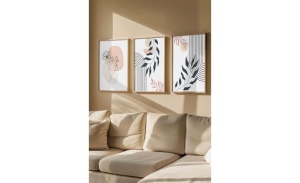 Set tablou decorativ Re-Bloom, 3 piese, MDF/lemn masiv, multicolor, 33 x 48 cm