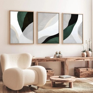 Set tablou decorativ Re-Bloom, 3 piese, MDF/lemn masiv, multicolor, 50 x 70 cm