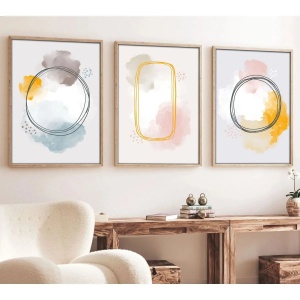 Set tablou decorativ Re-Bloom, 3 piese, MDF/lemn masiv, multicolor, 50 x 70 cm - Img 3