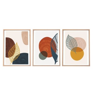 Set tablou decorativ Re-Bloom, 3 piese, MDF/lemn masiv, multicolor, 50 x 70 cm