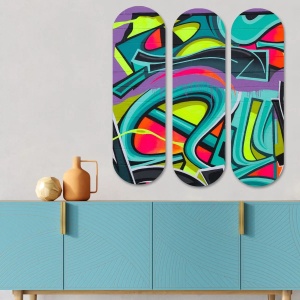 Set tablou decorativ Re-Bloom, 3 piese, MDF, multicolor, 70 x 70 cm - Img 2