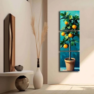 Set tablou decorativ Re-Bloom, 3 piese, model lamai, panza/lemn, multicolor, 45 x 45 cm - Img 5