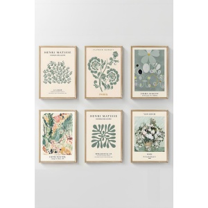 Set tablou decorativ Re-Bloom, 6 piese, lemn masiv, multicolor, 33 x 48 cm