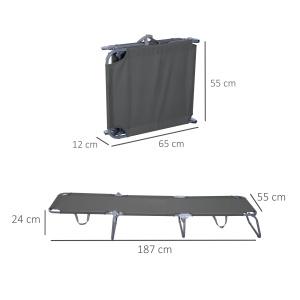 Sezlong gradina pliabil, cadru metal, tesatura Oxford, 180x55x24cm, Gri - Verificat A · Re-Bloom - Img 6