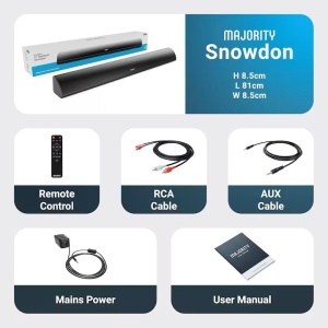 Soundbar cu Subwoofer integrat, Majority, Snowdon, 2.1, Bluetooth, PC, Wireless, AUX, 120 W, negru, Resigilat, Grad A - Img 3