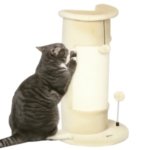 Stalp de zgariat pentru pisici Re-Bloom, PAL/plus/sisal, bej/crem, 34 x 25,5 x 58 cm, Resigilat, Grad A