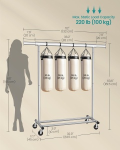 Stand pentru depozitarea hainelor Songmics, otel, argintiu, 132 x 161,5 cm, Resigilat, Grad A - Img 2
