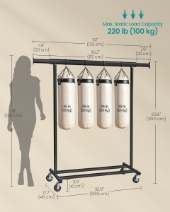 Stand pentru depozitarea hainelor Songmics, otel, negru, 132 x 161,5 cm, Resigilat, Grad A - Img 2