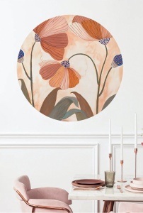 Sticker autoadeziv de perete Re-Bloom, model floral, PVC, multicolor, 78 x 78 cm