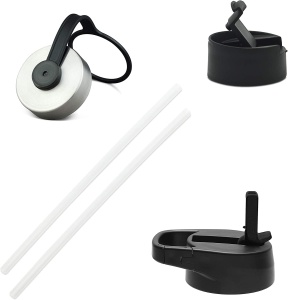 Sticla din otel inoxidabil IRON °FLASK, 3 capace, rece 24 ore / cald 12 ore, izolata, roz/albastru deschis, fara BPA, 700 ml - Img 2