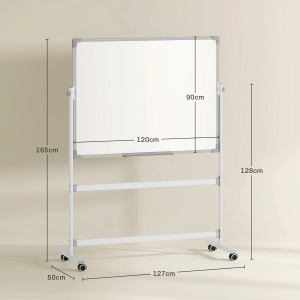 Tabla alba magnetica cu 2 fete si 4 roti Re-Bloom, tabla zincata/aluminiu/otel, 120x90x1.8 cm, accesorii incluse, alb - Verificat A · Re-Bloom - Img 4