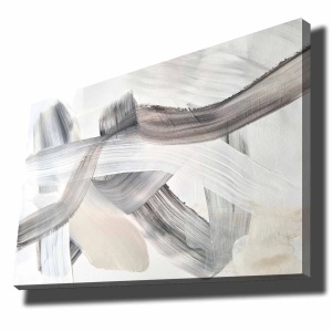 Tablou canvas Re-Bloom, lemn masiv/panza, bej/alb/negru, 70 x 100 cm - Img 5