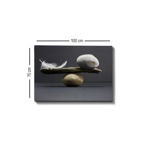 Tablou canvas Re-Bloom, lemn/panza, gri/bej/alb, 70 x 100 cm - Img 2