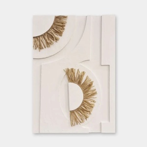 Tablou decorativ canvas 50x70 cm, panza/lemn, auriu/alb - Verificat A · Re-Bloom