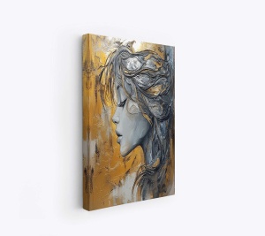 Tablou decorativ canvas 50x70 cm, panza/lemn, auriu/gri - Verificat A · Re-Bloom