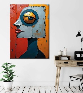 Tablou decorativ canvas 70x100 cm, 50% bumbac/50% poliester, design contemporan abstract, multicolor - Verificat A · Re-Bloom - Img 4