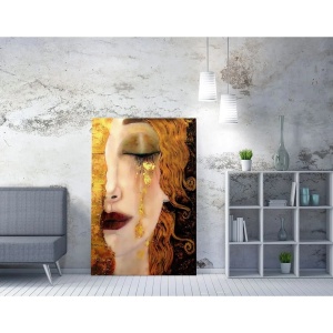 Tablou decorativ canvas model femeie 70x100 cm, 50% bumbac/50% poliester, imprimare digitala, rama lemn 2x3 cm, auriu/natur - Verificat A · Re-Bloom - Img 2