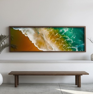 Tablou decorativ MDF/lemn pin, 40x120x3.5 cm, MDF 3mm, cadru lemn pin 100%, imprimare UV, format panoramic, multicolor - Verificat A · Re-Bloom - Img 2