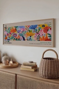 Tablou decorativ model floral MDF/lemn masiv 50x120 cm, MDF 2.7mm, cadru lemn 2cm, imprimare digitala, format panoramic, multicolor - Verificat A · Re-Bloom - Img 3