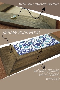 Tablou decorativ Re-Bloom, lemn/ceramica, multicolor, 15,5 x 15,5 x 2,5 cm - Img 2