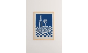 Tablou decorativ Re-Bloom, lemn masiv/hartie, albastru/alb, 33 x 48 cm