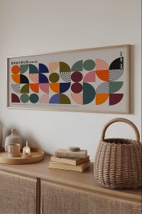 Tablou decorativ Re-Bloom, lemn masiv/MDF, multicolor, 50 x 120 cm - Img 3