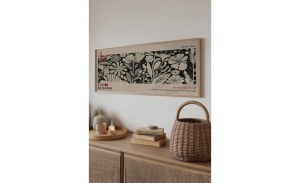 Tablou decorativ Re-Bloom, lemn masiv/MDF, natur/negru, 50 x 120 cm - Img 5