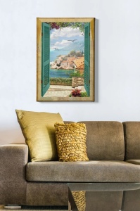 Tablou decorativ Re-Bloom, lemn/panza, multicolor, 50 x 70 cm - Img 4