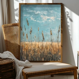 Tablou decorativ Re-Bloom, MDF/lemn, natur/albastru, 50 x 70 x 3,5 cm - Img 2