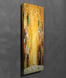 Tablou decorativ Re-Bloom, model abstract, lemn/panza, multicolor, 30 x 80 cm - Img 4