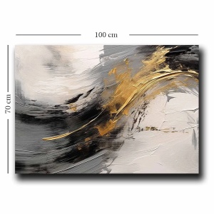 Tablou decorativ Re-Bloom, model abstract, lemn/panza, multicolor, 70 x 100 cm - Img 2