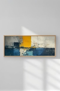 Tablou decorativ Re-Bloom, model abstract, MDF/lemn masiv, multicolor, 50 x 120 cm