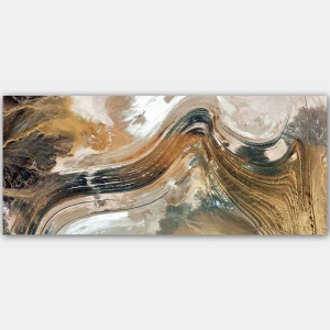 Tablou decorativ Re-Bloom, model abstract, panza/lemn, multicolor, 120 x 50 x 3 cm