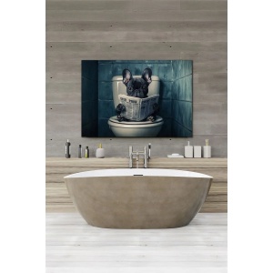 Tablou decorativ Re-Bloom, model caine care citeste, panza/lemn, multicolor, 50 x 70 cm - Img 3