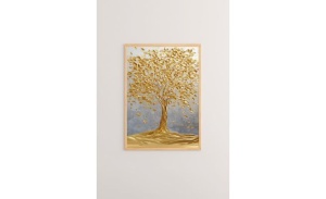 Tablou decorativ Re-Bloom, model copac, MDF/lemn masiv, multicolor, 33 x 48 cm