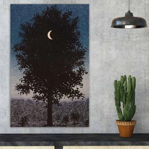 Tablou decorativ Re-Bloom, model copac, panza/lemn, negru/gri/albastru, 45 x 70 cm - Img 4